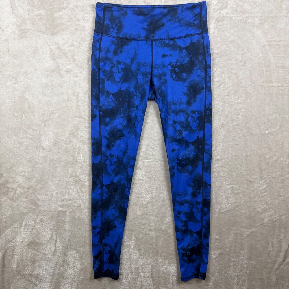 Athleta Chaturanga Blue Black Tie Dye Athletic Leggings‎ Pants Women's Size M